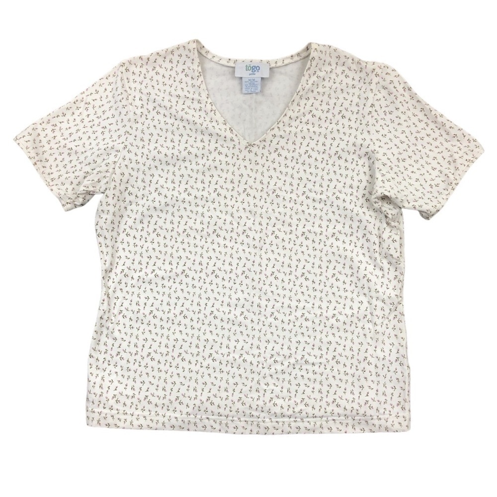 Vintage Togo Micro Floral Cottagecore V-Neck 90’s T-Shirt
